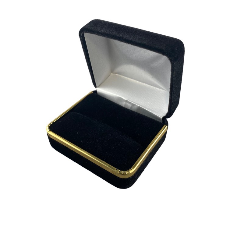 Black Velvet with Gold Rim Double Ring Box